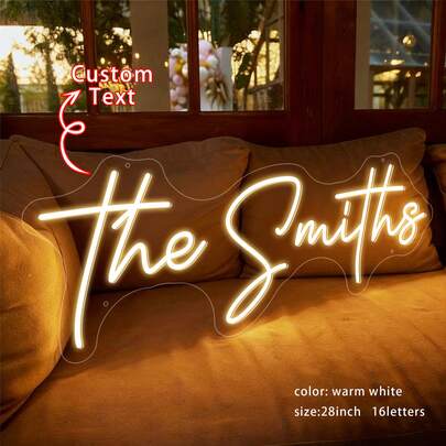 Letrero de neón personalizado, letrero de luz de neón LED, personalizable para decoración de habitaciones, letrero de neón con nombre personalizado hecho a mano de 5 a 30 pulgadas, regalo de cumpleaños, fiesta, aniversario de boda o Día del Padre, luz de noche decorativa para el hogar