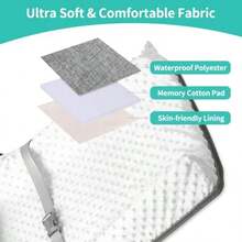 ccCambiador portátil de pañales para bebé forro impermeable de espuma cambiador contorneado con funda suave antideslizante y reposacabezas para cambiador cambiador de mesa viaje al aire últimann - Blanco - Ver 4