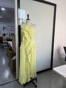 Women's Dress, New  Pleated Collar Sexy Dress, Sweet Dress - 黃色 - 查看 1