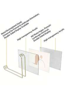 1 Gold Acrylic Photo Frame 4x6 5x7 6x8 - Double-Sided Metal Stand For Desk & Office - L-shaped Photo Frame - View 7