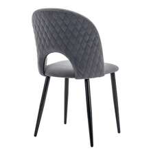 Dining Chair (2 Pcs), Upholstered Designer Chair With Backrest, Velvet Seat, Metal Frame, Adjustable Feet, Diamond Pattern On The Back, Grey - 灰色2 - 查看 10