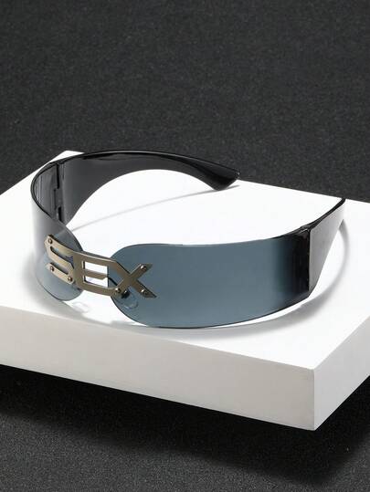 1pc Men Wrap-Around One-Piece Rhinestone Decor Fashion Fashion Glasses Sports Glasses For Cool Outdoor Cycling Acessories