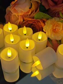 12-Piece Warm-Light Flameless LED Decorative Tea Candle, Battery Powered (Batteries Included), Comes With Remote Control, 3D Simulated Light Wick, Suitable For Valentine's Day, Proposals, Dining Tables, Weddings, Home Decor, And Holiday Decorations. - ánh sáng trắng ấm áp - Xem 8