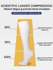 1/3/4/6/8 Pairs, Available In Black, Beige, White, Blue, Gray, Unisex Copper Ion Compression Socks For Running, Cycling, Nursing, Suitable For Sports, Autumn - Multicolor - View 5