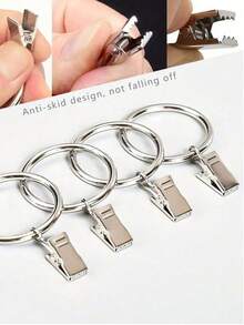 10pcs Metal Curtain Rings Clips, Vintage Curtain Hooks Clips, 1 Inch Inner Diameter Curtain Rings With Hooks, Curtain Accessories For Bathroom Storage, Living Room, Home Decor, Bathroom Decor, Fall Decor, Bathroom Supplies, Back To School - Multicolor - View 4