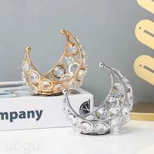 Metal Crystal Moon Candle Holder, Home Decor Metal Moon Candle Holder, Home Accents Holiday Party Wedding Decoration