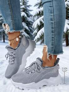 Women's Casual Athletic Shoes For Winter, Flat Shoes For Couples, Soft Upper, Comfortable And Warm, Non-Slip, Wear-Resistant, Multi-Functional Warm Lining Thick-Soled Boots, Comfortable And Versatile, Perfect For Valentine's Day Gifts. Light-Colored Flat Shoes, Versatile And Comfortable, Suitable For All Clothes, Breathable And Soft Soles That Won't Rub Your Feet. - 灰色 - 查看 4