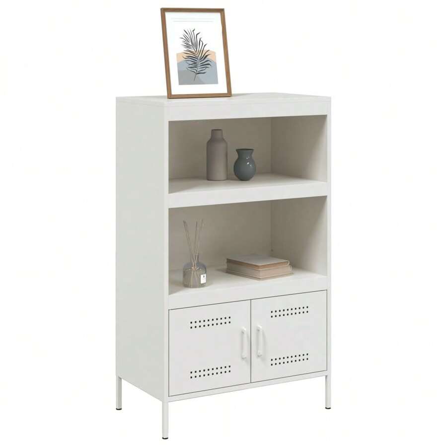 vidaXL Buffet alto branco 68x39x113 cm cinza - Branco - Ver 1