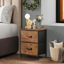 silla de oficinaBuros para recamara Burós Mesa de Noche con 2 cajones Organizador de Tela para vestidor para Dormitorio Armario Pasillo guardería Mesa Auxiliar Mueble Lateral Marrón - Marrn - Ver 2