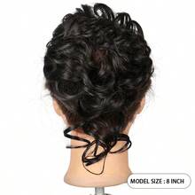 2个装合成发髻发圈，蓬松凌乱波浪卷发片，易于佩戴，打造凌乱发髻造型，百搭日常佩戴，适合女性日常、派对、万圣节、圣诞节、节日、婚礼等场合，可打造蓬松盘发、发髻、环绕式马尾辫。 - 彩色 - 查看 4