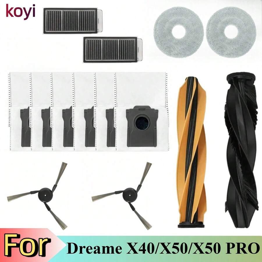 Applicable To D Reame X50 Ultra Complete X50 Master Robot Vacuum Cleaner Accessories: Main Brush, Side Brush, Dust Bag, Cleaning Brush - Multicolor - View 1