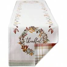 Thankful Autumn Fall Tabletop Decoration, Reversible Table Runner, 14x108, Fall's Bounty - Fall's Bounty + Reversible Table Runner, 14x72" - View 1