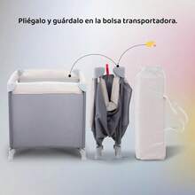 Corral Para Bebe Viajero Plegable Portatil Corralito Comodo Color Beige Con Gris Estructura De Acero Malla Pp De Alta Calidad Tela Transpirable Colchoneta Bolsa Transportadora Edad 0 A 24 Meses - Gris - Ver 6