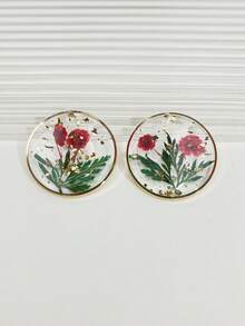 Conjunto de 2 pingentes delicados e charmosos de flores naturais, feitos com resina e flores secas. Pingentes transparentes para confecção e decoração de bijuterias. Ideais como presente de aniversário e para usar em colares, brincos, chaveiros e bolsas. - Multicolorido - Ver 13