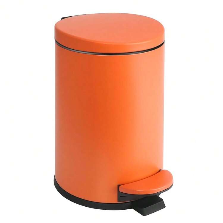 Small Trash Can With Lid Soft Close, 4.5 Liters / 1.2 Gallon Bathroom Garbage Can, Mini Step Trash Bin, Stainless Steel Wastebasket For Bathroom, Bedroom, Office (Orange),Orange - 橘色 - 查看 2