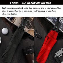 2 Packs Windproof Travel Compact Umbrella, 8-Ribs Anti-UV Waterproof Folding Umbrella With Telfon Coating-One Button For Auto Open And Close. (Black & Red, 2 Pack),42Inch-2Packs,Black&Red - Black & Red - View 9
