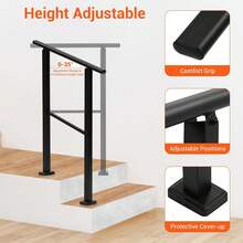 Handrails For Outdoor Stairs, Metal Railings With Mounting Kit For 2 Steps, Outdoor Handrails For Seniors, Concrete Stairs, Veranda And Terrace - 2nd Order - View 2