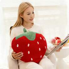 可爱草莓造型毛绒抱枕，柔软蓬松的红色水果抱枕，沙发卧室装饰枕 - 紅色 - 查看 9