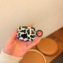 Minimalist Classic Black & White Cow Pattern Glossy Earphone Protective Case, Suitable For AirPods 1 2 3 4 Pro Pro2 Pro3 - Black and White - View 5