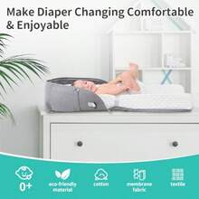 ccCambiador portátil de pañales para bebé forro impermeable de espuma cambiador contorneado con funda suave antideslizante y reposacabezas para cambiador cambiador de mesa viaje al aire últimann - Blanco - Ver 2