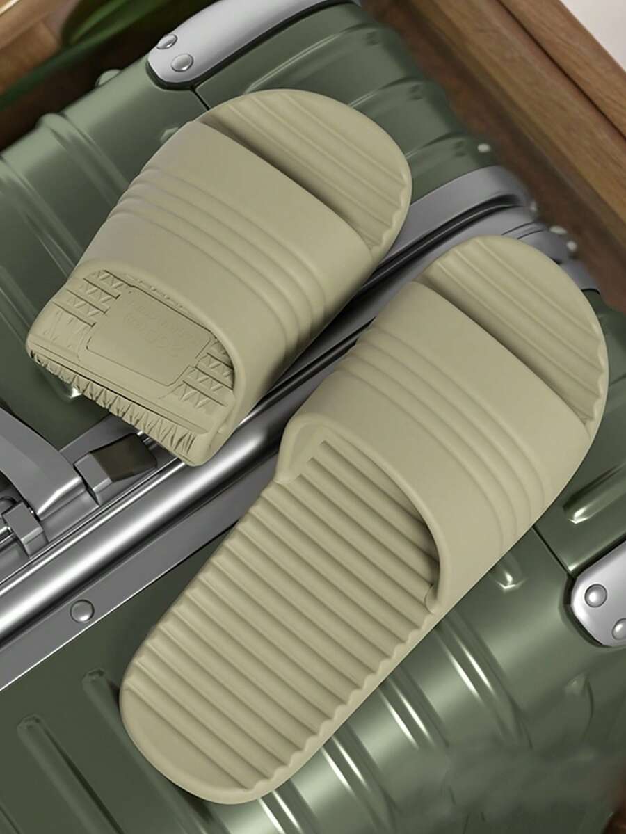 Foldable Travel Slippers, Indoor Home Bathroom Massage Slides, Unisex Travel Lightweight Quick-Dry Bathroom Slippers, Non-Slip Flat Sandals