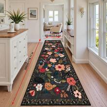 1 件复古花卉图案门垫，适用于玄关、厨房、洗衣房、卧室、家居装饰，是理想的圣诞礼物