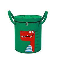 Cesta de almacenamiento plegable, organizador grande y portátil para ropa sucia, bolsa de polvo de fieltro - Verde con tapa - Ver 10