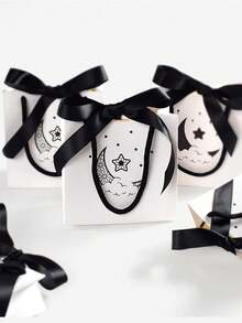 10个装开斋节和斋月礼品袋，月亮图案手提袋，伊斯兰穆斯林派对用品，家居装饰，开斋节庆祝礼物，开斋节装饰手提袋 - 彩色 - 查看 3