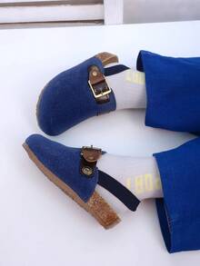 夏季软底儿童拖鞋凉鞋平底沙滩鞋男女童大童幼儿户外时尚复古闭趾防滑凉鞋 - 藍色 - 查看 6