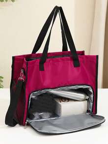 Tas Bekal Wanita dengan Kompartemen Laptop 15,6 Inci, Tas Jinjing Berinsulasi, Tas Kerja Tahan Air dengan Kantong Samping 40oz - Hitam - View 6