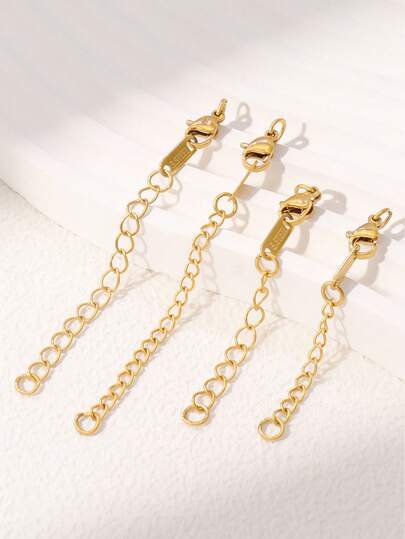 10pcs Stainless Steel Extension Extended Tail Chains With Lobster Clasps For DIY Jewelry Making Bracelet Necklaces Connectors
