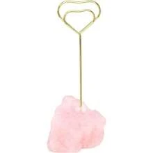 Mookaitedecor Natural Rose Quartz Raw Crystal Table Card Holder Wedding Table Name Card Holders Clips Picture Memo Note Photo Stand Heart Shape - Hồng - Xem 2