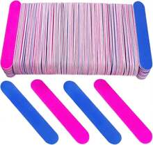 Emery Boards For Nails, 100 Pcs Nail Files For Nature Nails Small Disposable Double Sided Colorful Nail File Bulk For Home Salon Travel Size Mini Manicure Kit For Men Women Kids Wood Emory Pink/Blue - ColorA - 查看 1