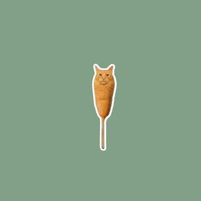 CorndogCat Meme Vinyl Sticker, Holographic Or Gloss, Water Resistant, For Water Bottle, Phone Case, Car Decal Stickers Scrapbook Supplies Funny Stickers Scrapbooking Supplies Kindle