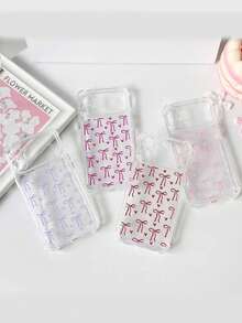 Pacote Único - Capa Transparente, Fofa, com Padrão de Laço e Coração, com Quatro Cantos à Prova de Choque. Compatível com iPhone 17/17 Pro Max/16/15/14/13/12/11. Feita de Material TPU Macio para Proteção Aprimorada. Extremamente Feminina, Design de Laço Roxo, Presente Perfeito para o Dia dos Namorados. - Malva - Visão 4