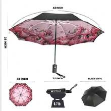 Compact Travel Umbrella - Windproof Auto Open/Close, Lightweight Folding Umbrella WIth Fiberglass Frame & Waterproof Canopy. Fits Backpack/Purse. (Tulip),42Inch-1Pack,Tulip - Tulip - View 4