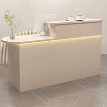 Mostrador de recepción Mesa de negociación recepción Mesa de recepción con luz LED mostrador de Caja Mesa de mostrador minorista para salón vestíbulo Tienda Sala de recepci - Marrón - Ver 1