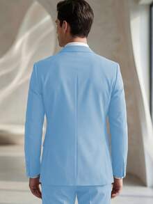 6pcs Men's Slim Fit Light Blue Suits Tuxedos Double Breasted Multicolor Blazer Vest And Pants With Tie  Brooch And Pocket Square, Prom Suits For Men Wedding Grooms - Màu xanh nhạt - Xem 4
