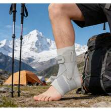 Ankle Support Brace (Gray X-Large) Side Stabilizers Adjustable For Sprained Ankle Plantar Fasciitis Sports Use - Xám - Xem 2