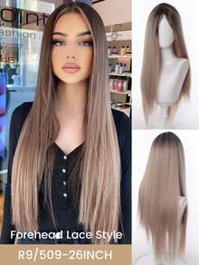 合成蕾丝前假发,高光棕色/金色/黑色假发,女士长直蕾丝假发,29英寸,合成耐热波浪假发,女士26英寸中分卷发,自然逼真,耐热纤维,适合日常、派对、圣诞节、万圣节等场合。 - 彩色 - 查看 28