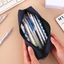 Étui à crayons rétro minimaliste à grande capacité, monocouche. Organisateur de stylos et de fournitures de bureau pour étudiants. Rentrée scolaire, sac - Gris - Voir 3