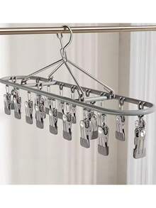 1个不锈钢袜子夹，带10-20个夹子，阳台晾衣架，多夹不锈钢防风防滑内衣晾衣架衣夹