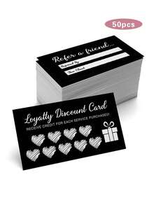 50pcs Double-Sided Recommendation & Member Discount Cards - Multipurpose Reward Cards Suitable For Small Businesses, Retail Stores, Cafes, Salons And Service Providers (Ideal For Customer Retention And Behavior Incentives)