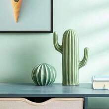 1件北欧风绿色陶瓷仙人掌摆件 - 桌面装饰，绿色植物摆件 - 家居装饰 - 送给植物爱好者和家居装饰爱好者的完美礼物 - 乔迁、生日、毕业及其他场合的理想礼物 - 綠色 - 查看 6