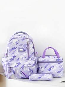3 PiecesHigh Value Printed Backpack Set: Cute Shoulder Bag, Insulated Lunch Bag, Stationery Pouch, Lightweight & Portable, Suitable For Short Trips - YY612 - View 2