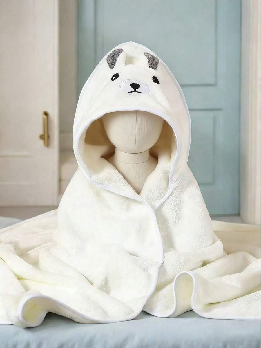 1pc Coral Fleece Cute Cartoon Animal Hooded Bath Towel, Soft Absorbent Quick-Dry Bathrobe Cloak Wrap Towel, Dual-Use For Swimming & Bathing