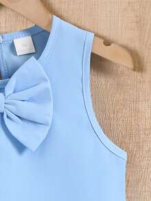 Đầm hè cho bé gái, đầm không tay phối bèo nhún dễ thương và ngọt ngào, kiểu dáng thường ngày. - Màu xanh nhạt - Xem 4