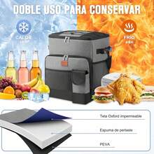 VIESS Hielera Portátil 35L con Ruedas y Mango Telescópico, Bolsa Térmica Plegable, A Prueba de Fugas, Nevera con Carro Todo Terreno para Playa, Camping, Picnic y Supermercado - por defecto - Ver 3