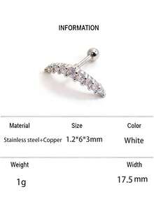 1 Pc Diamond CZ Nine-Pearl Stone Crown Ear Bone Earrings Piercing Jewelry PIsuitable For Daily Wear