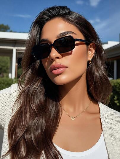 1副女士纯色时尚眼镜，百搭实用，适合日常佩戴、派对、街头风，夏季必备，也适合休闲、商务、约会、户外活动、Y2K风格。